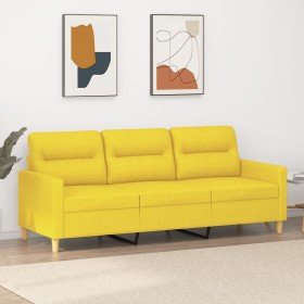 Sofá de 3 plazas de tela amarillo claro 180 cm en Sofás | Comprar online en Foru.es