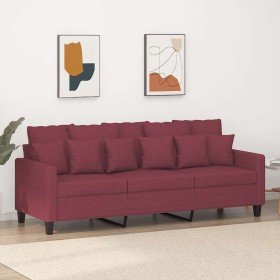Sofá de 3 plazas de tela rojo tinto 180 cm en Sofás | Comprar online en Foru.es