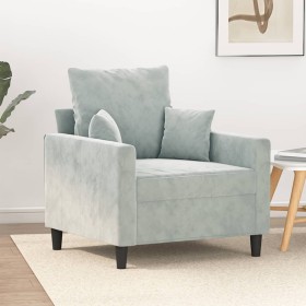 Sillón de terciopelo gris claro 60 cm en Sofás | Comprar online en Foru.es