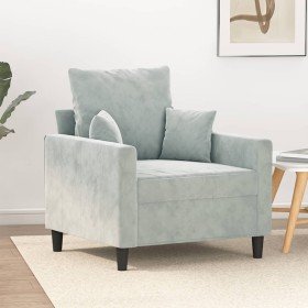 Sillón de terciopelo gris claro 60 cm en Sofás | Comprar online en Foru.es