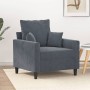 Sillón de terciopelo gris oscuro 60 cm en Sofás | Comprar online en Foru.es
