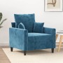 Sillón de terciopelo azul 60 cm en Sofás | Comprar online en Foru.es