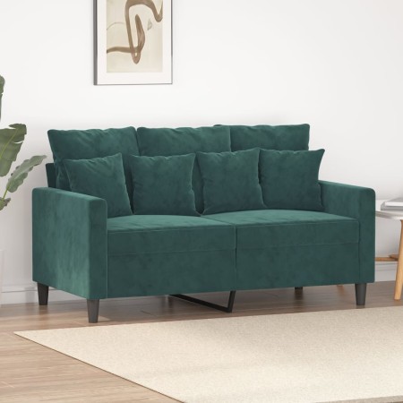Sofá de 2 plazas de terciopelo verde oscuro 120 cm en Sofás | Comprar online en Foru.es