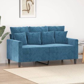 Sofá de 2 plazas terciopelo azul 120 cm en Sofás | Comprar online en Foru.es