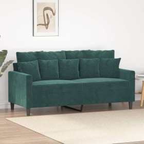 Sofá de 2 plazas de terciopelo verde oscuro 140 cm en Sofás | Comprar online en Foru.es