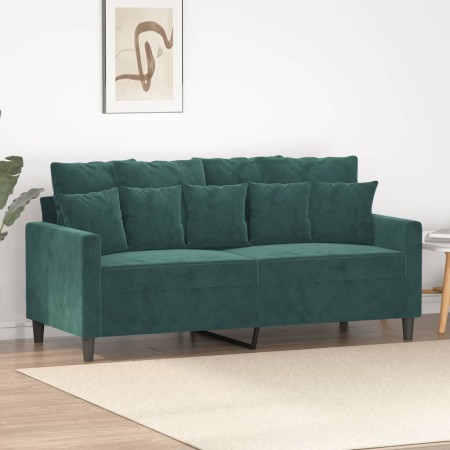 Sofá de 2 plazas de terciopelo verde oscuro 140 cm en Sofás | Comprar online en Foru.es