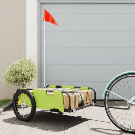 Remolque para bicicletas hierro y tela Oxford verde de vidaXL, Remolques para bicicletas - Ref: Foro24-94179, Precio: 95,80 €...