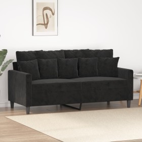 Sofá de 2 plazas terciopelo negro 140 cm en Sofás | Comprar online en Foru.es