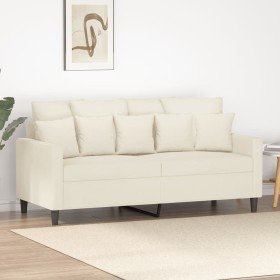 Sofá de 2 plazas terciopelo color crema 140 cm en Sofás | Comprar online en Foru.es