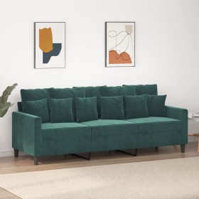 Sofá de 3 plazas terciopelo verde oscuro 180 cm en Sofás | Comprar online en Foru.es