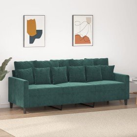 Sofá de 3 plazas terciopelo verde oscuro 180 cm en Sofás | Comprar online en Foru.es
