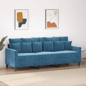 Sofá de 3 plazas terciopelo azul 180 cm en Sofás | Comprar online en Foru.es
