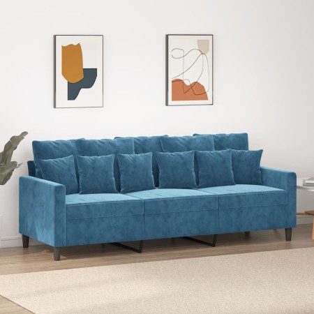 Sofá de 3 plazas terciopelo azul 180 cm en Sofás | Comprar online en Foru.es
