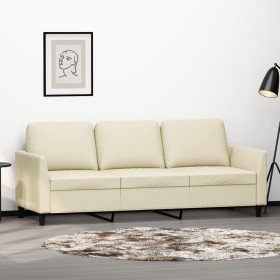 Sofá de 3 plazas de cuero sintético color crema 180 cm en Sofás | Comprar online en Foru.es