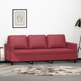 Sofá de 3 plazas de cuero sintético rojo vino 180 cm en Sofás | Comprar online en Foru.es