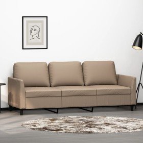 Sofá de 3 plazas de cuero sintético color capuchino 180 cm en Sofás | Comprar online en Foru.es