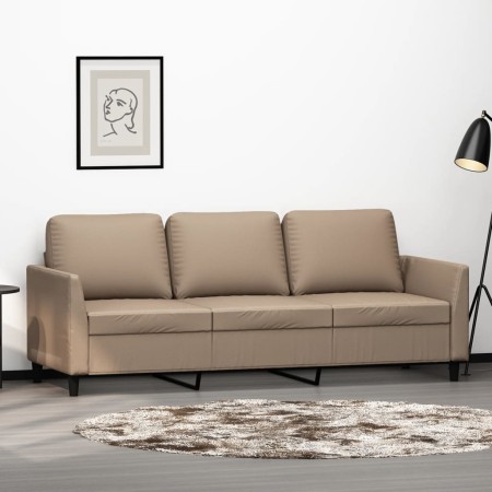Sofá de 3 plazas de cuero sintético color capuchino 180 cm en Sofás | Comprar online en Foru.es