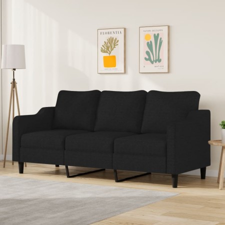 Sofá de 3 plazas de tela negro 180 cm en Sofás | Comprar online en Foru.es