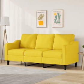 Sofá de 3 plazas de tela amarillo claro 180 cm en Sofás | Comprar online en Foru.es