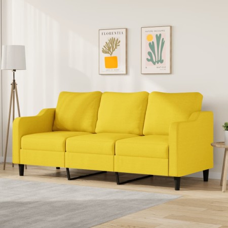 Sofá de 3 plazas de tela amarillo claro 180 cm en Sofás | Comprar online en Foru.es