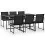 Set comedor de jardín 7 piezas y cojines ratán sintético negro de vidaXL, Conjuntos de jardín - Ref: Foro24-44444, Precio: 44...