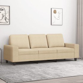 Sofá de 3 plazas de tela crema 180 cm en Sofás | Comprar online en Foru.es