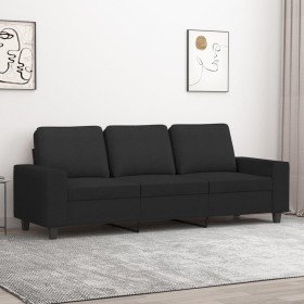 Sofá de 3 plazas de tela negro 180 cm en Sofás | Comprar online en Foru.es