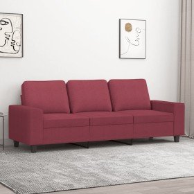 Sofá de 3 plazas de tela rojo tinto 180 cm en Sofás | Comprar online en Foru.es