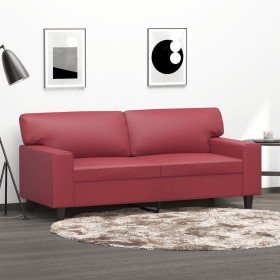 Sofá de 2 plazas de cuero sintético rojo vino 140 cm en Sofás | Comprar online en Foru.es