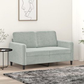 Sofá de 2 plazas de terciopelo gris claro 120 cm en Sofás | Comprar online en Foru.es