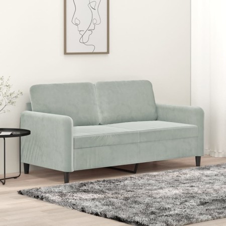 Sofá de 2 plazas de terciopelo gris claro 140 cm en Sofás | Comprar online en Foru.es