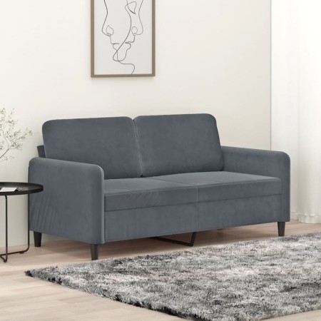 Sofá de 2 plazas de terciopelo gris oscuro 140 cm en Sofás | Comprar online en Foru.es