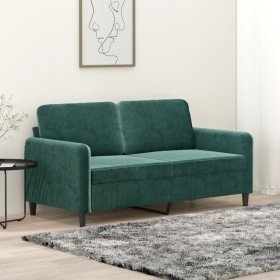 Sofá de 2 plazas de terciopelo verde oscuro 140 cm en Sofás | Comprar online en Foru.es