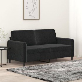 Sofá de 2 plazas terciopelo negro 140 cm en Sofás | Comprar online en Foru.es