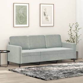 Sofá de 3 plazas terciopelo gris claro 180 cm en Sofás | Comprar online en Foru.es