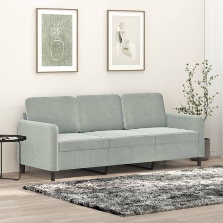 Sofá de 3 plazas terciopelo gris claro 180 cm en Sofás | Comprar online en Foru.es