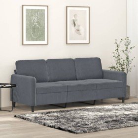 Sofá de 3 plazas terciopelo gris oscuro 180 cm en Sofás | Comprar online en Foru.es
