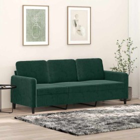 Sofá de 3 plazas terciopelo verde oscuro 180 cm en Sofás | Comprar online en Foru.es