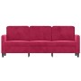 Sofá de 3 plazas de terciopelo rojo tinto 180 cm en Sofás | Comprar online en Foru.es