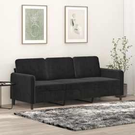 Sofá de 3 plazas terciopelo negro 180 cm en Sofás | Comprar online en Foru.es
