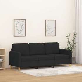 Sofá de 3 plazas de tela negro 180 cm en Sofás | Comprar online en Foru.es