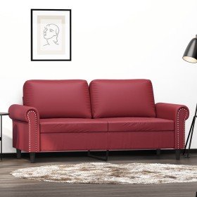 Sofá de 2 plazas de cuero sintético rojo vino 140 cm en Sofás | Comprar online en Foru.es