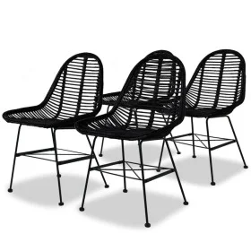 Dining chairs 4 units of black natural rattan by vidaXL, dining chairs - Ref: Foro24-244572, Price: 354,36 €, Discount: %