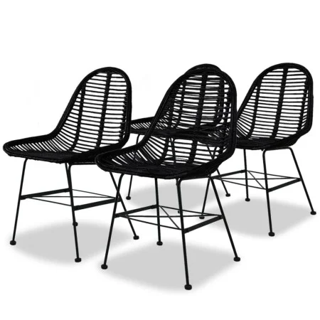 Sillas de comedor 4 unidades de ratán natural negro de vidaXL, Sillas de comedor - Ref: Foro24-244572, Precio: 354,36 €, Desc...