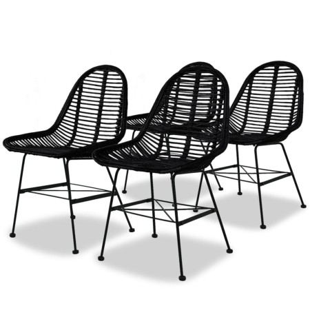 Sillas de comedor 4 unidades de ratán natural negro de vidaXL, Sillas de comedor - Ref: Foro24-244572, Precio: 359,85 €, Desc...