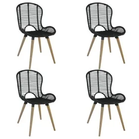 Sillas de comedor 4 unidades de ratán natural negro de vidaXL, Sillas de comedor - Ref: Foro24-246808, Precio: 346,11 €, Desc...