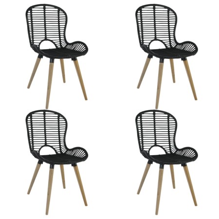 Sillas de comedor 4 unidades de ratán natural negro de vidaXL, Sillas de comedor - Ref: Foro24-246808, Precio: 329,22 €, Desc...