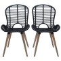 Sillas de comedor 4 unidades de ratán natural negro de vidaXL, Sillas de comedor - Ref: Foro24-246808, Precio: 329,22 €, Desc...