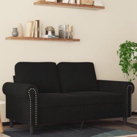 Sofá de 2 plazas terciopelo negro 120 cm en Sofás | Comprar online en Foru.es