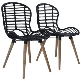 Sillas de comedor 2 unidades ratán natural negro de vidaXL, Sillas de comedor - Ref: Foro24-246807, Precio: 169,79 €, Descuen...